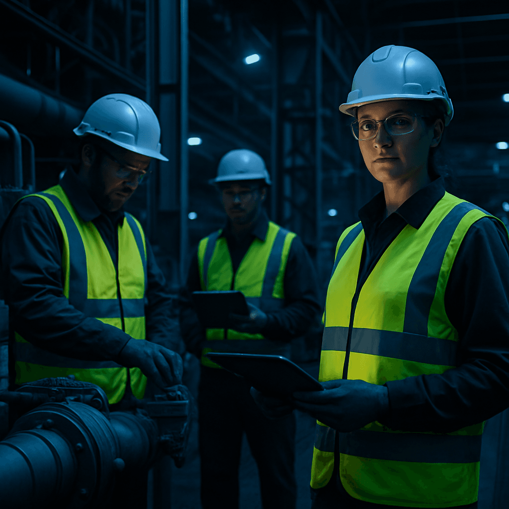 Profesionales de seguridad industrial en acción